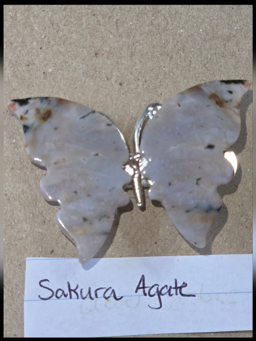 Sakura Agate/Flower Agate/Cherry Blossom Agate Butterfly Clip-Brooch-Hair Access